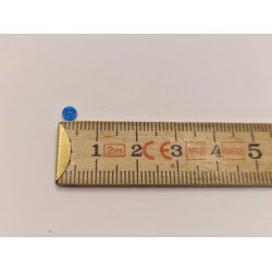 Knap gul, bl, brun  0,4 cm (ny)