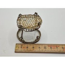 Rundt bord i metal med glas plade (antik/lidt defekt)