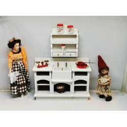 Gryde og pande i metal til dukkehus scala 1:12 (brugt)