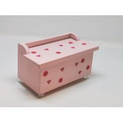 Bnk med opbevaring til dukkehus scala 1:12 (brugt)