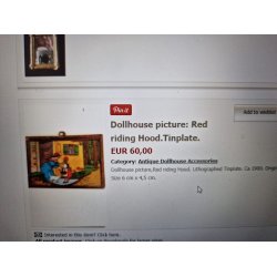 Nisse tegning i metal ramme (antik/lidt defekt)