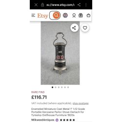 Emaljeret miniature komfur i metal fra 1920'erne antik)