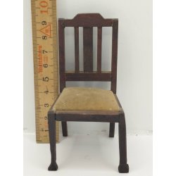 Spisebordsstol/kontor stol i tr� med velour s�de (vintage)