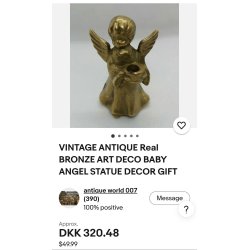 Engel med lyseholder i metal (vintage)