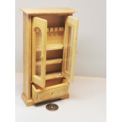Skab i lyst tr til glas, til dukkehus scala 1:12 (nyt)