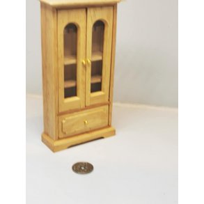 Skab i lyst tr til glas, til dukkehus scala 1:12 (nyt)