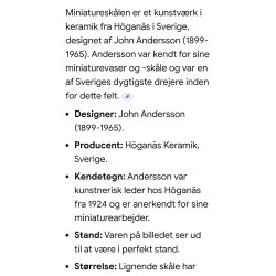 Keramik skl. J. Andersson Hgans (hndlavet)