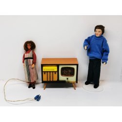 Tv og radio med lys, med Lundby stik (gammel)