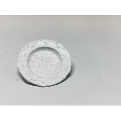 Hvid fad/tallerken med mnster (brugt) 2,5