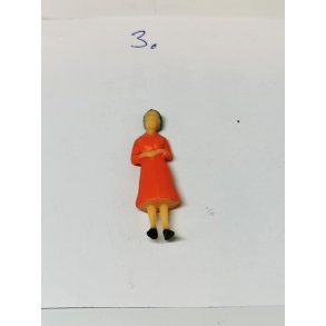 Dukke scala 1:48 i orange kjole  (ny)