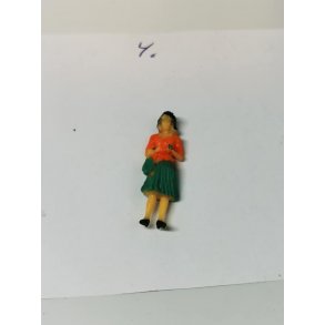 Dukke scala 1:48  orange/grn kjole (ny)