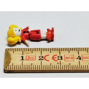 Lille dukke med rd kjole (brugt)