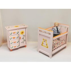 Barneseng til dukkehus scala 1:12