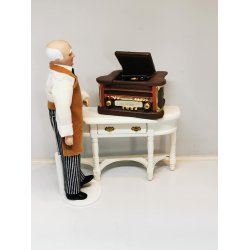 Radio med pladespiller i resin (ny)