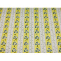 Tapet gul stribet med bl blomster (nyt) nr 8106