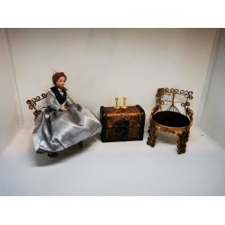 Stol i metal med velour sde. Tramp art (antik/hndlavet) 