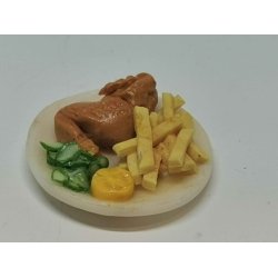 Grillkylling med pomfritter, remoulade og agurkesalat (hndlavet)