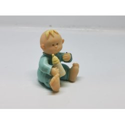 Baby med flaske i resin (brugt)