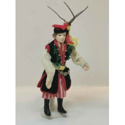 Dukke i polsk folkedragt inkl stativ (brugt)