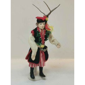 Dukke i polsk folkedragt inkl stativ (brugt)