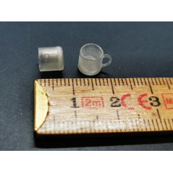 2 meget sm glas/kopper i plastik (hndlavet)