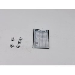 Yatzy blok og 5 terninger (hndlavet)