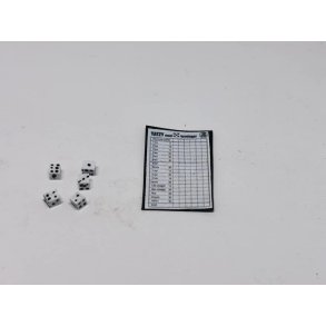 Yatzy blok og 5 terninger (hndlavet)