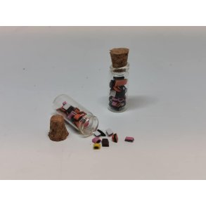 Glas krukke med lakridskonfekt og kork prop (ny/hndlavet)