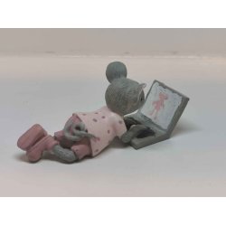 Maleg mus med computer i resin (brugt)