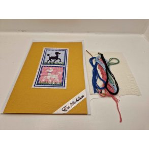 Miniature Broderi inkl. stof og broderi garn (nyt)