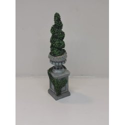 Havekrukke p sjle med grn plante i resin (brugt/som ny)