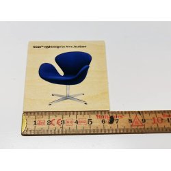 Arne Jacobsen billede i tr af bl svane stol brugt