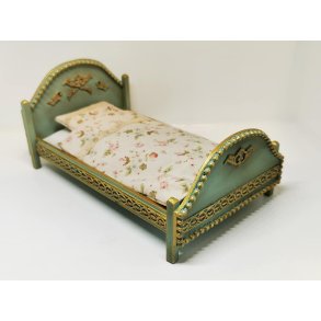 Seng inkl sengetj til dukkehus scala 1:12 (hndlavet)