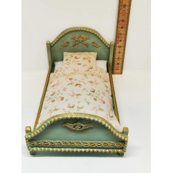 Seng inkl sengetj til dukkehus scala 1:12 (hndlavet)