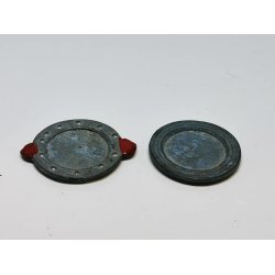 2 fade/tallerkener i jern (antik)