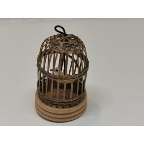 Fuglebur med fugl i tr (brugt)