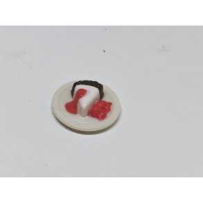 Tallerken med kage i plastik (brugt)