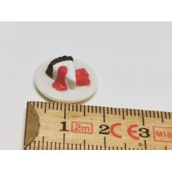 Tallerken med kage i plastik (brugt)