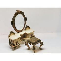 Rudolf Szalasi toiletbord med skammel fra 1950'erne til dukkehus scala 1:12 (antik)