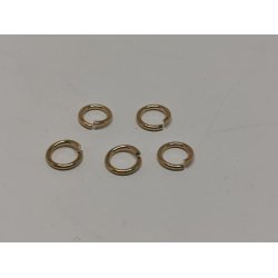 5 stk O-ringe (0.7 cm) i metal (guld) (nye)