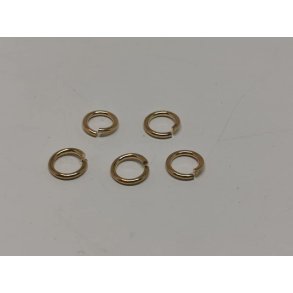 5 stk O-ringe (0.7 cm) i metal (guld) (nye)