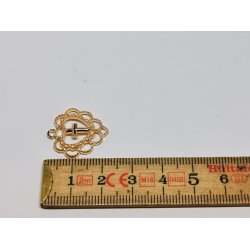 Hjerte (guld) med kors i metal (nyt)