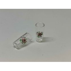 Glas med blomster (rigtig glas) (brugt)