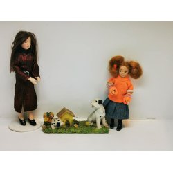 Hunde og hundehus i resin (brugt)