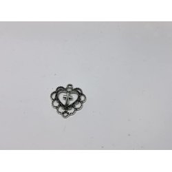 Hjerte med kors i metal (slv) (nyt)